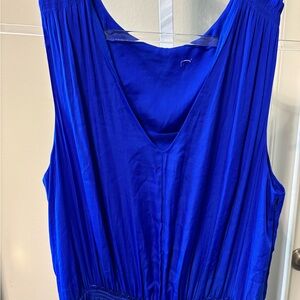 Ramy Brook Blue Ruched V-Neck Sundress